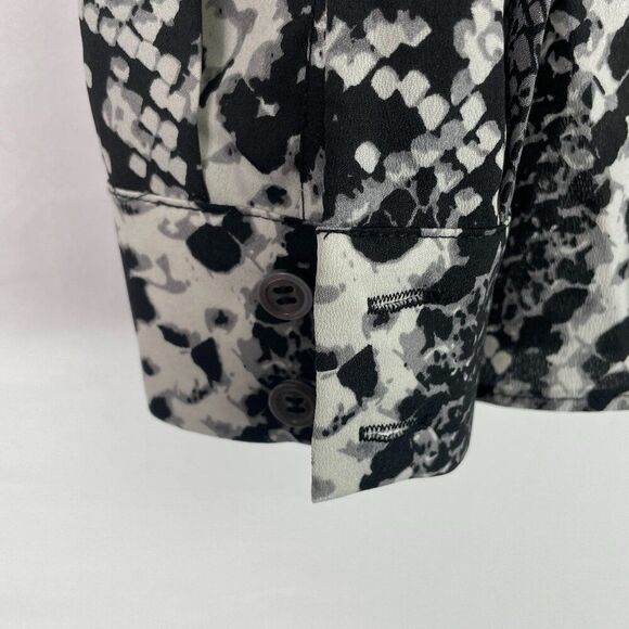 Bloomingdale's LE GALI Terri Snake Print Long Sleeve Blouse Top Black White M - Picture 9 of 10